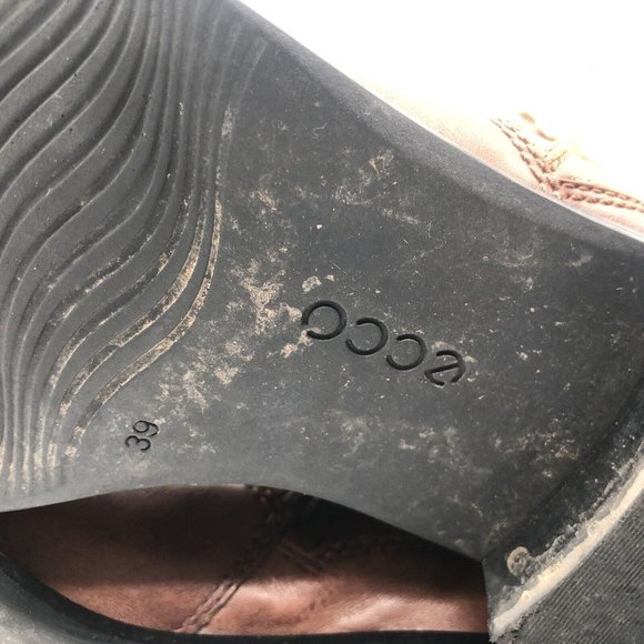 Ecco Womens Boots Knee High Leather Block Heel Zipper Buckles Brown Size 39 US 8 - Picture 8 of 8